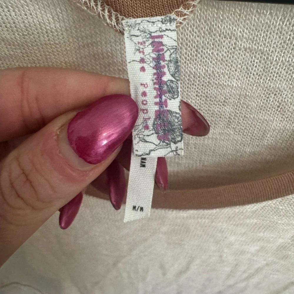 Intimately Free People Women's M Top Weekends Layering Gauzy Tee Beige EUC